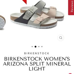 Birkenstock Women's Arizona Split Mineral Light Sandals - Gray, Black & Pink 8